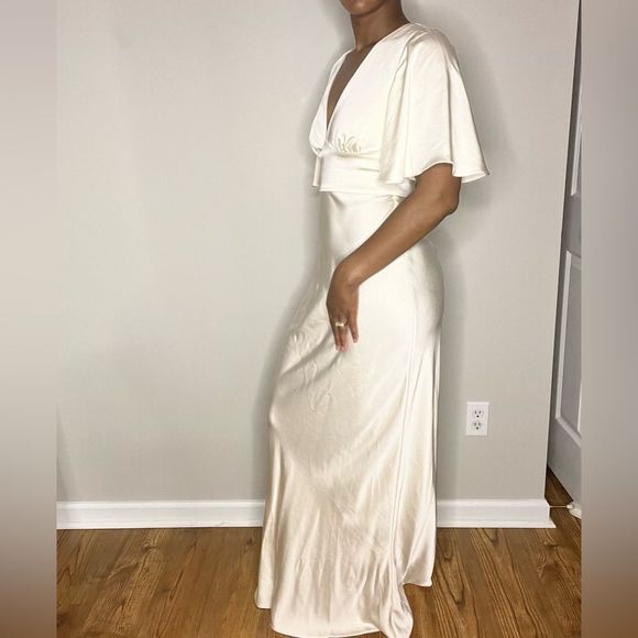 NWOT Anthropologie X Keepsake flutter sleeve column gown - Picture 6 of 7